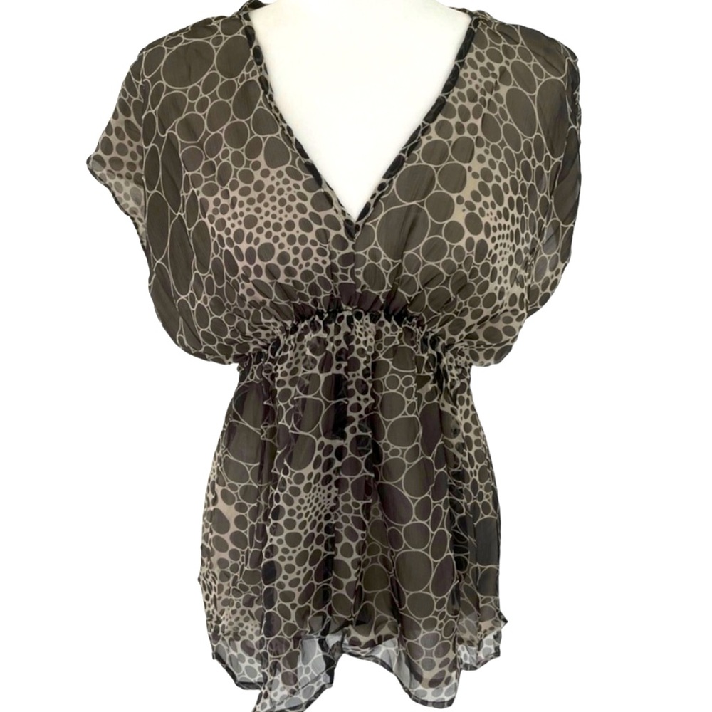 Silk Sheer V-neck Black Blouse